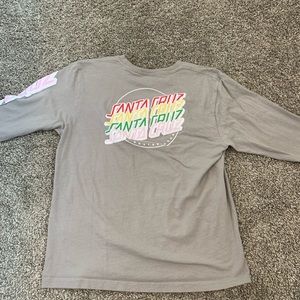 Santa Cruz long sleeve with writing on sleeve